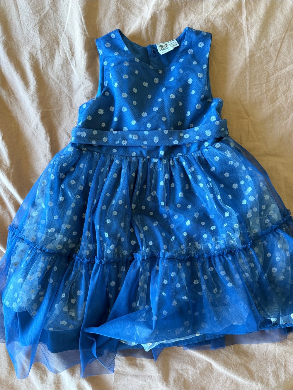 deux par deux Blue Floral Tulle Party Dress